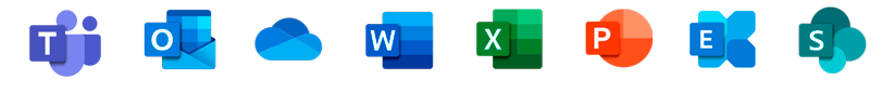 Os logos dos produtos Microsoft 365